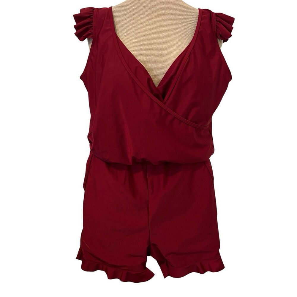 Swimsuit Romper Maroon XL Red One Piece Beach Coastal Vacation Resort Cruise